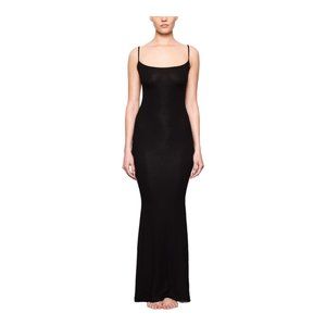 CT1226a SKIMS SOFT LOUNGE LONG SLIP DRESS-ONYX